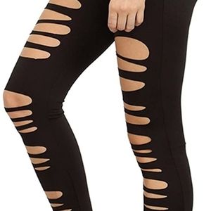 Black shredded leggings
